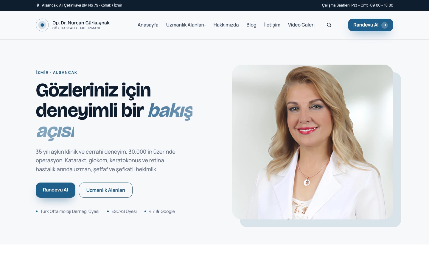 Op. Dr. Nurcan Gürkaynak — ComSuite ile kurulan web sitesi