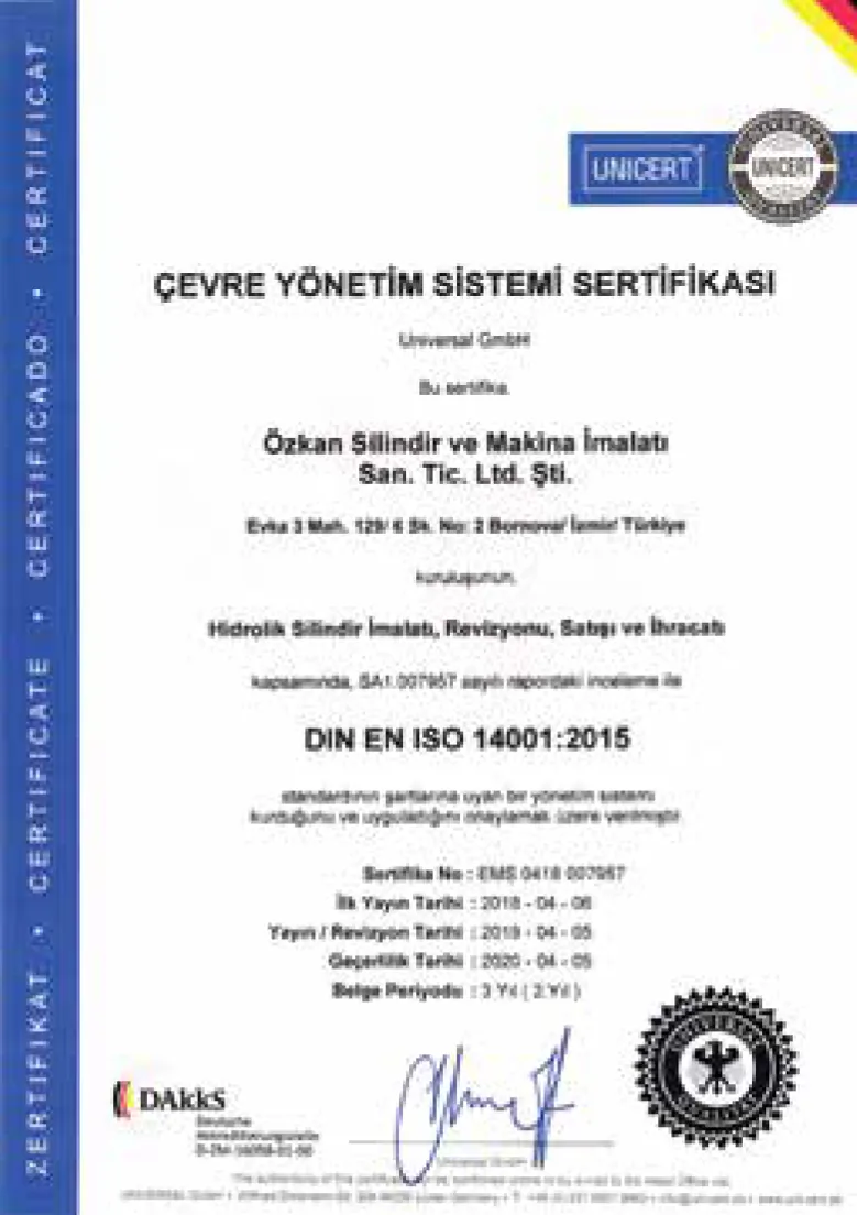 ISO 14001:2015 Çevre Yönetim Sistemi