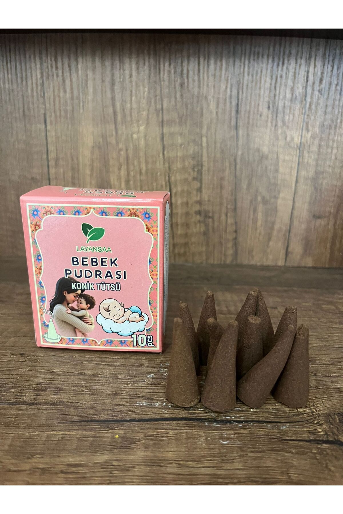 10 adet bebek pudrası aromalı konik tütsü