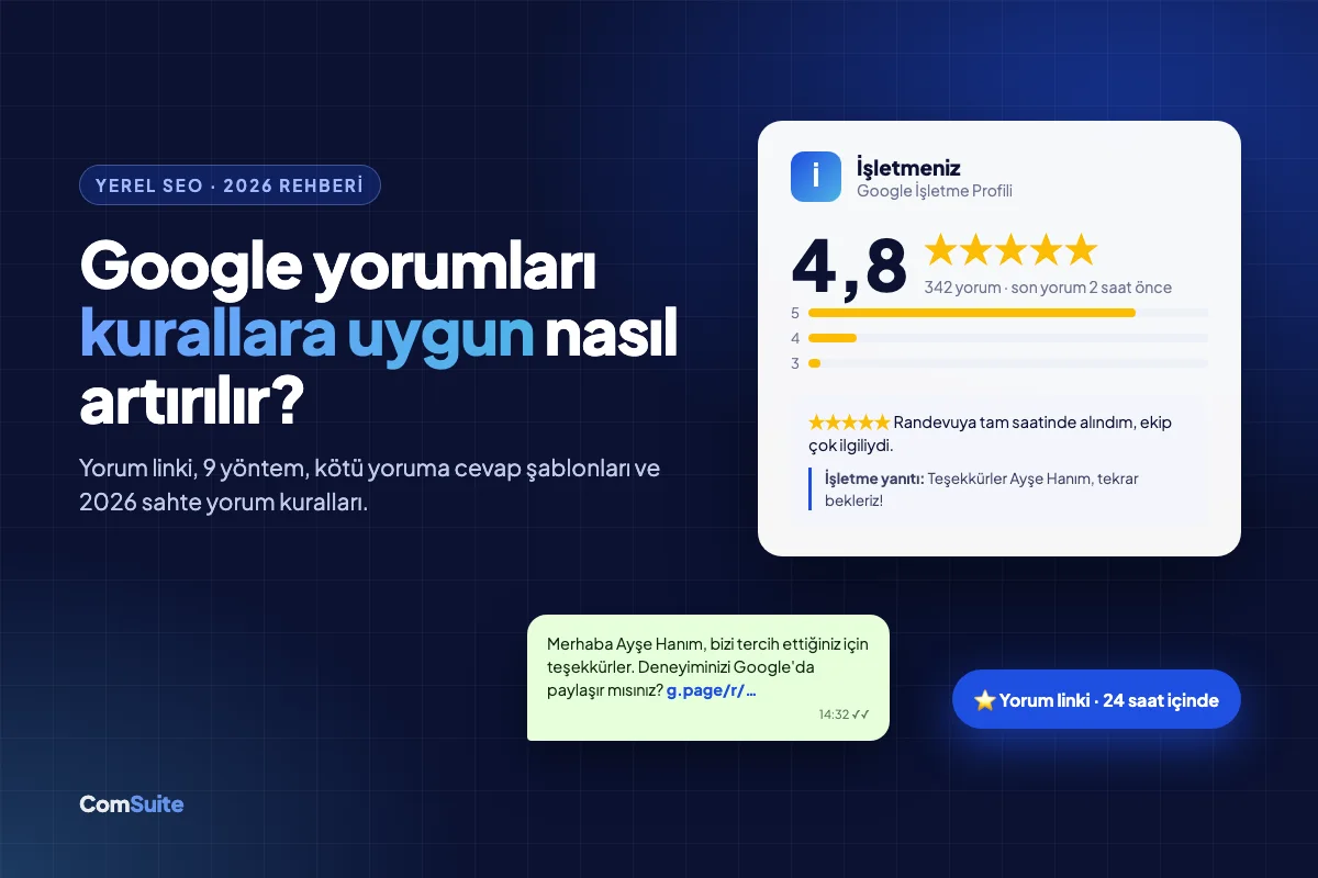 Google Yorumları Nasıl Artırılır? Kurallara Uygun Yorum Toplama ve Kötü Yorum Yönetimi Rehberi (2026)