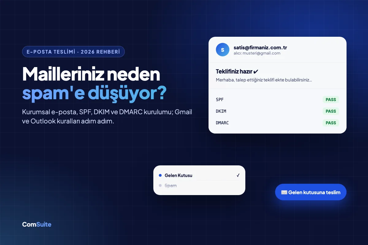 Mailleriniz Neden Spam'e Düşüyor? Kurumsal E-posta, SPF, DKIM ve DMARC Rehberi (2026)