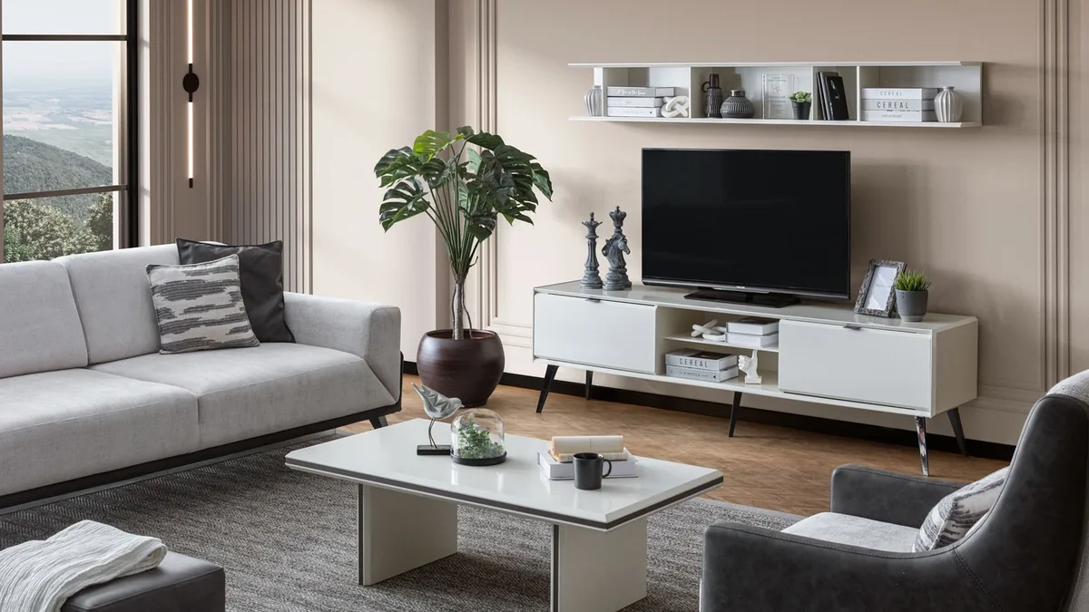 Sirius duvar ünitesi — raflı ve asma modüllü TV ünitesi