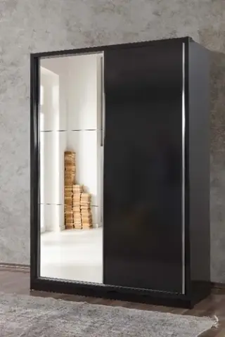 Parlak Siyah 2 Kapılı Dolap