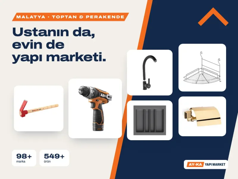 Ay-Ka Yapı Market: matkap, çekiç, batarya, kaşıklık ve banyo aksesuarlarıyla ustanın da evin de yapı marketi