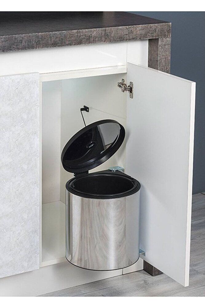 Paslanmaz Krom Çelik 10 Litre Dolap Içi Çöp Kovası S 2251 Ss
