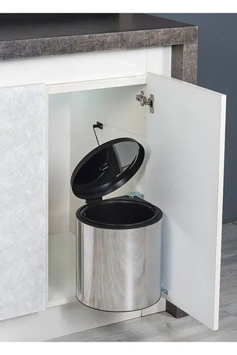 Paslanmaz Krom Çelik 10 Litre Dolap Içi Çöp Kovası S 2251 Ss