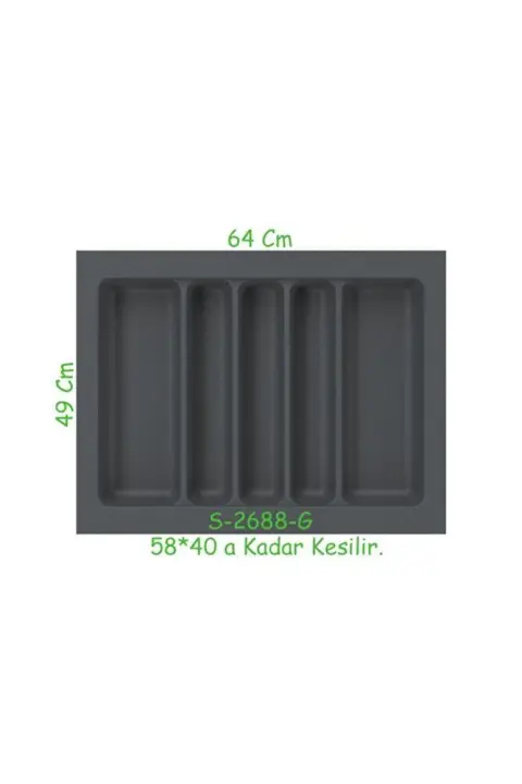 S-2688-g Çekmece Içi Plastik Kepçelik Gri En:64-58 D:49-40 Cm Arası Kesilir 5 Göz