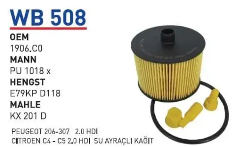 YAKIT FILTRESI FORD CITROEN FIAT PEUGEOT VOLVO 2.0 HDI