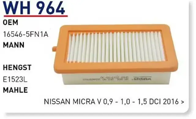 HAVA FILTRESI NISSAN MICRA V 0,9 - 1,0 - 1,5 DCI 2016 >