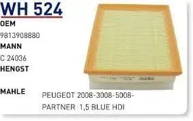 HAVA FILTRESI PEUGEOT 2008-3008-5008-PARTNER CITROEN C-ELYSEE-C3-C4-C5 1,5 BLUE HDI