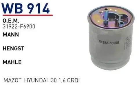 YAKIT FILTRESI HYUNDAI I30 1,6 CRDI