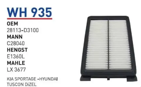 HAVA FILTRESI KIA SPORTAGE -HYUNDAI TUSCON DIZEL