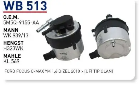 YAKIT FILTRESI FORD FOCUS C-MAX VOLVO S40 YM 1,6 DIZEL 2010 > (UFI TIP OLAN)