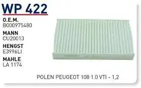 POLEN FILTRESI PEUGEOT 108 CITROEN C1 TOYOTA AYGO II 1.0 VTI - 1,2
