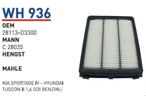 HAVA FILTRESI KIA SPORTAGE IV - HYUNDAI TUSCON II 1,6 GDI BENZINLI