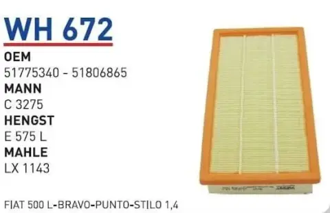 HAVA FILTRESI FIAT 500 L-BRAVO-PUNTO-STILO 1,4 ALFA ROMEO MITO 1,4