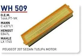 HAVA FILTRESI CITROEN C4 1.6 16v PEUGEOT 207 SEDAN