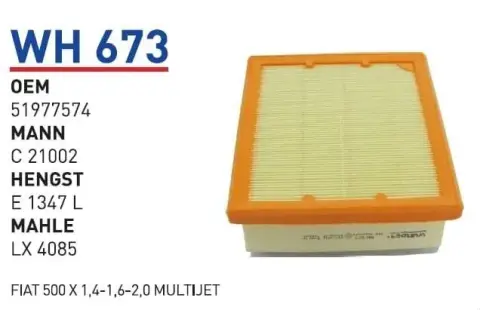 HAVA FILTRESI FIAT 500 X 1,4-1,6-2,0 MULTIJET CHRYSLER RENEGADE 1,4-1,6-2,0 MULTIJET