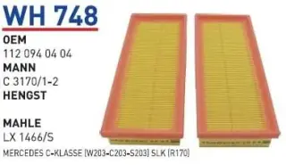 HAVA FILTRESI MERCEDES C-KLASSE(W203-C203-S203) SLK (R170) CHRSYLER CROSSFIRE 3,2 SRT-6