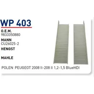 POLEN FILTRESI PEUGEOT 2008 II-208 II 1,2-1,5 BlueHDI