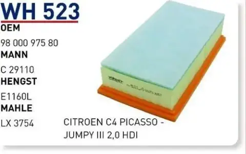 HAVA FILTRESI PEUGEOT J 9 CITROEN C4 PICASSO - JUMPY III 2,0 HDI OPEL CROSSLAND X 2,0DIESEL