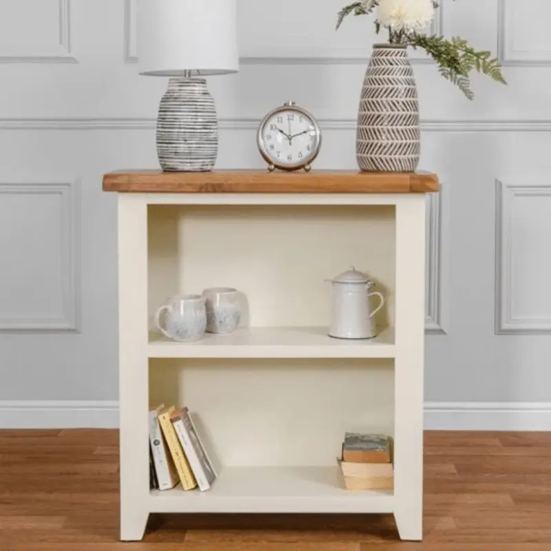 Roys Ahşap 80 Cm Fildişi Üstü Ceviz Alçak Kitaplık