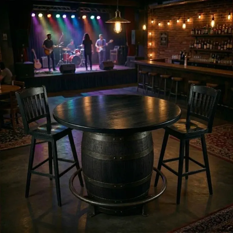 Dekoratif camsız ayaklı bistro fıçı masa