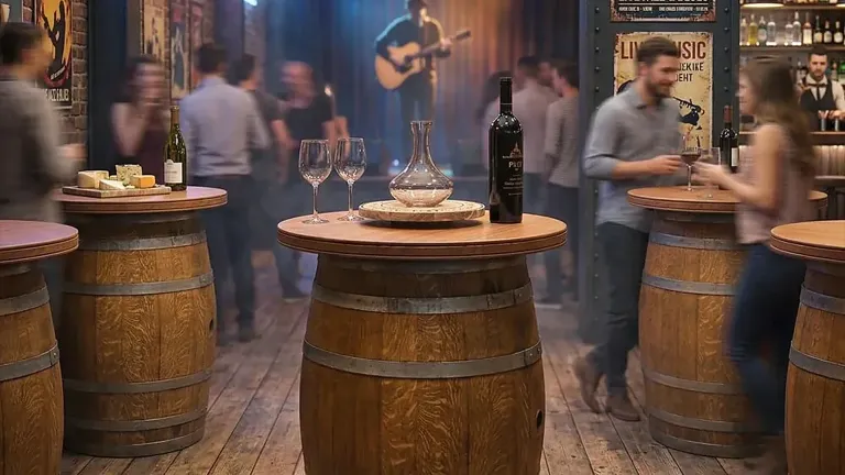 Dekoratif şarap fıçısı bistro masalar
