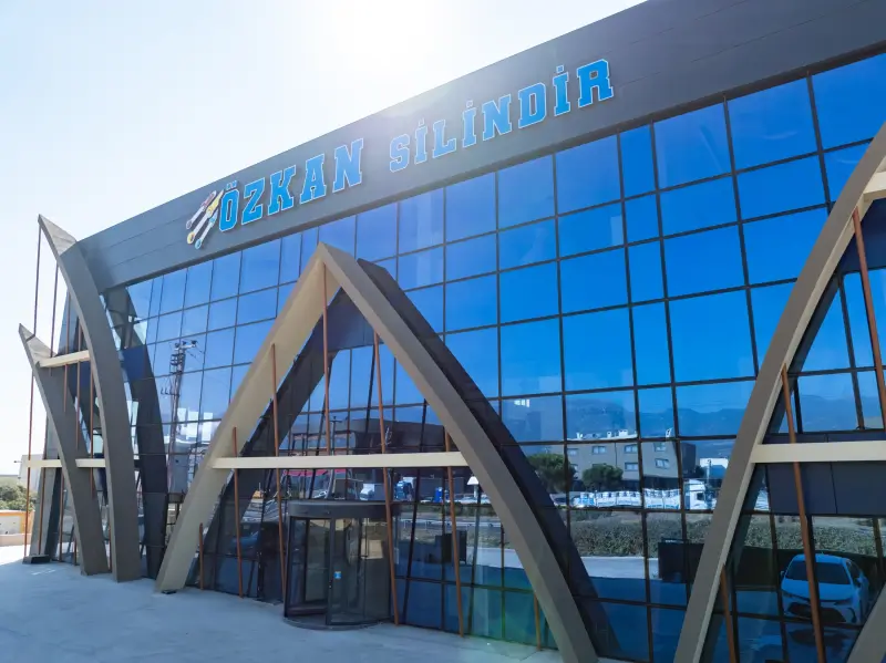 The glass façade of our new facility