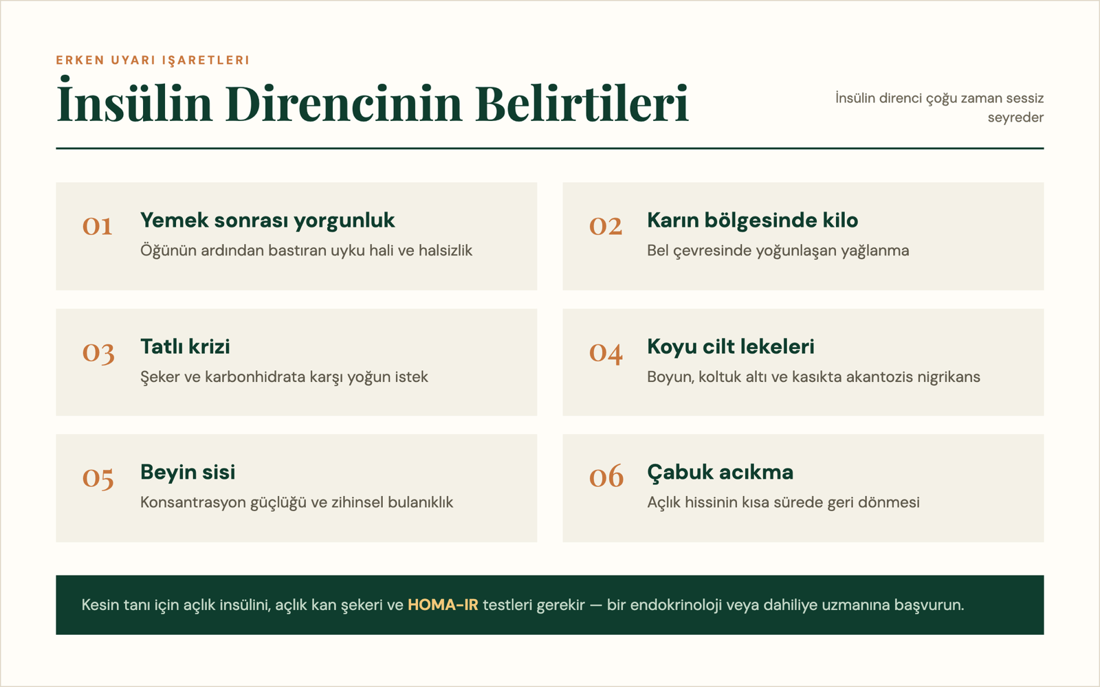 İnsülin direncinin belirtileri: yorgunluk, karın bölgesinde kilo, tatlı krizi, koyu cilt lekeleri